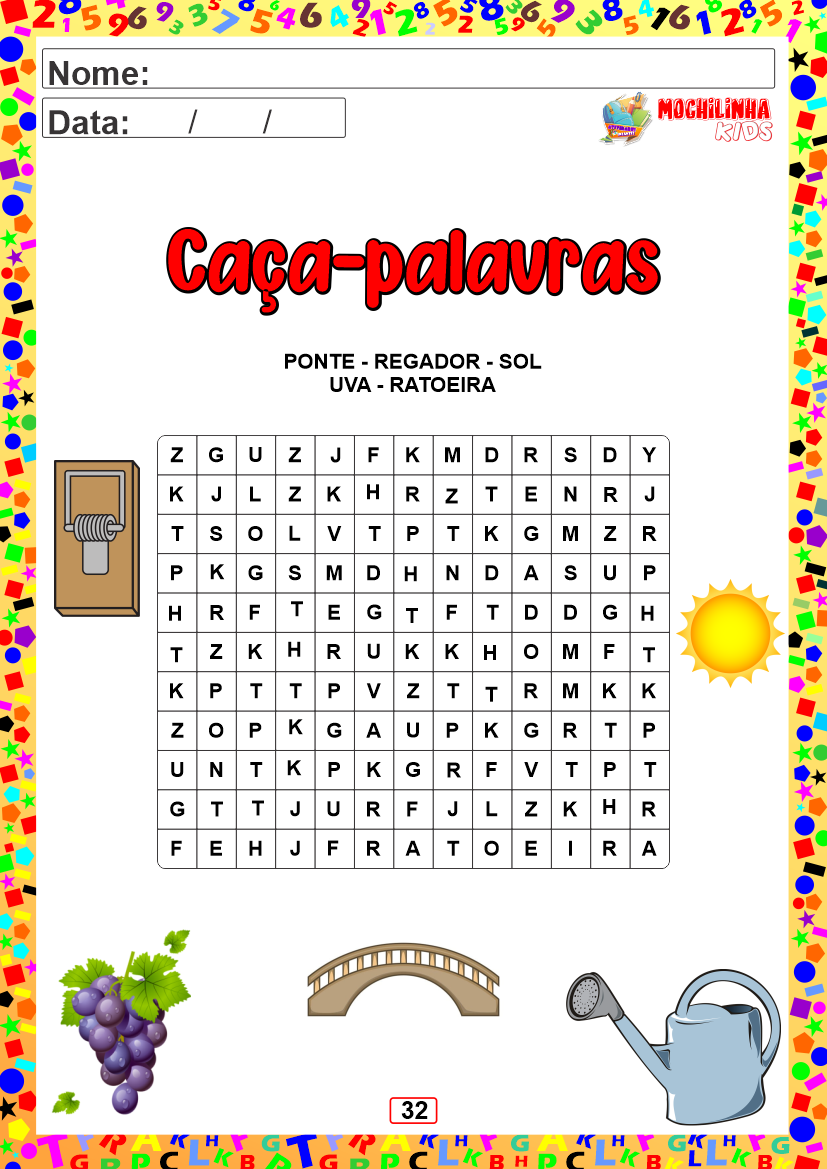 Atividade de caça-palavras