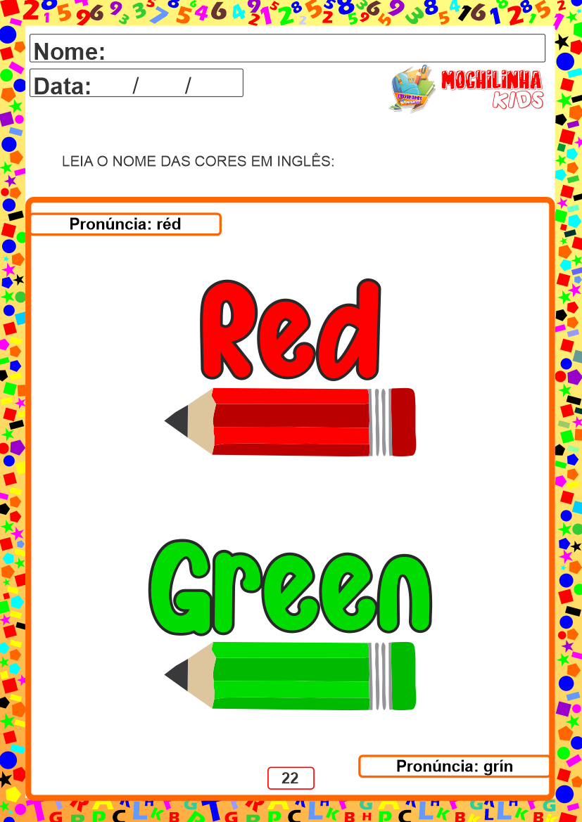 Atividade de identificação de cores