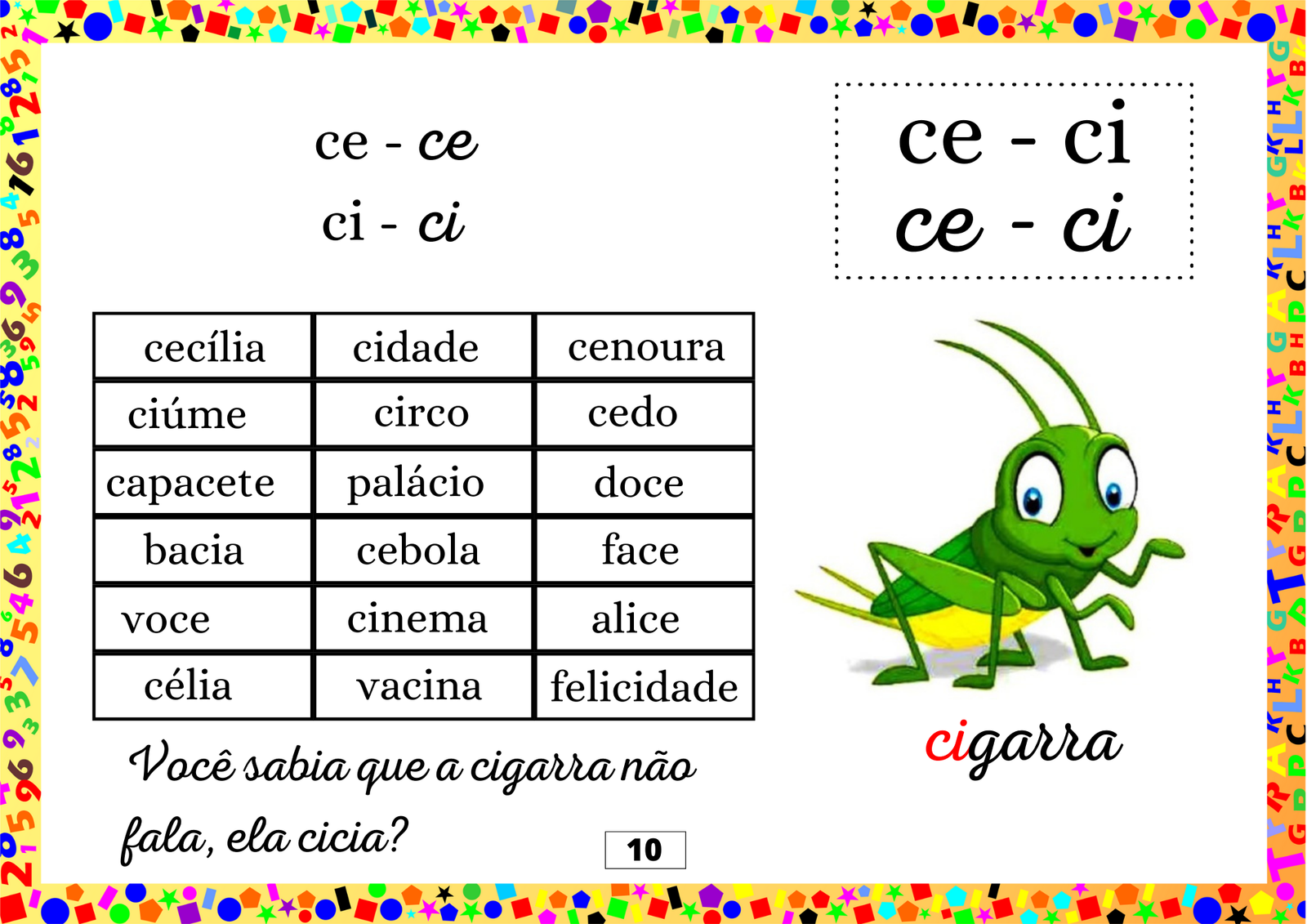 Atividade de leitura de sílabas